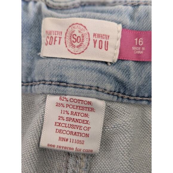 So Life Girls Denim Shortswith White Lacey Details Medium Stonewash Size 16 - Picture 6 of 9
